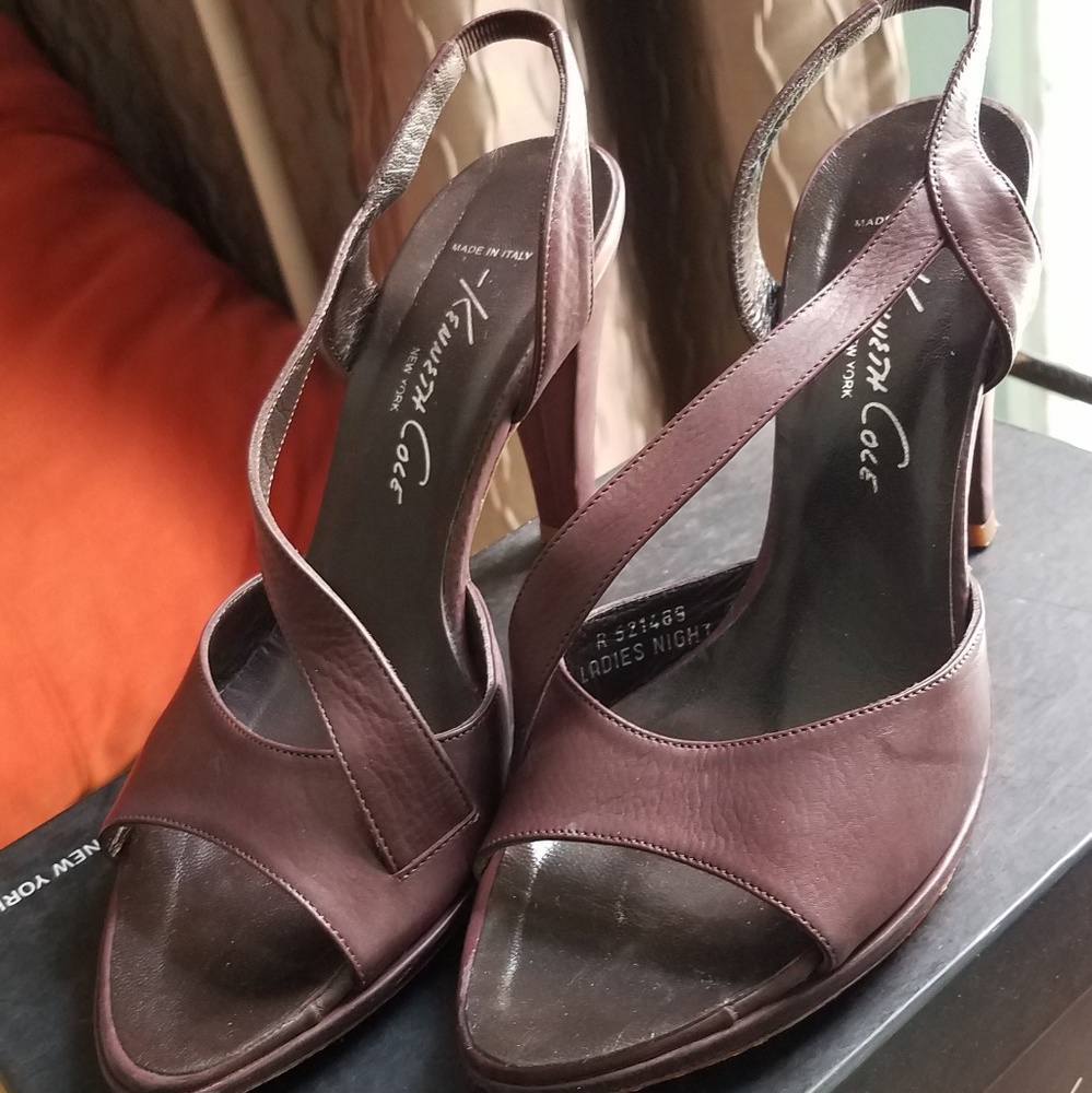 Kenneth Cole brown leather high heel sandal